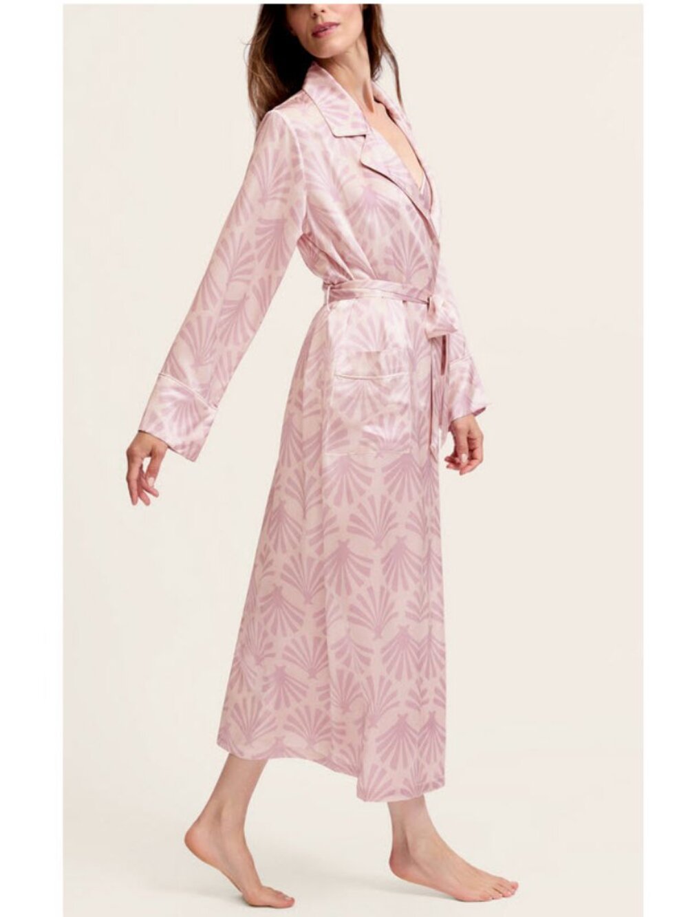 Petite Plume Women's Silk Robe in Blush Tide Sz XS - Picture 2 of 12